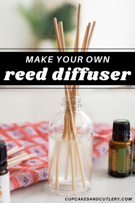 Love aromatherapy? Make your own Reed Diffuser for essential oils! You just need a few supplies to create an easy diffuser to help make your home smell amazing! #reeddiffuser #diffuserdiy #essentialoils #aromatherapy Reed Diffuser Recipe, Reed Diffuser Diy, Diy Reed Diffuser, Homemade Diffuser, Diy Oil Diffuser, Homemade Reed Diffuser, Diy Essential Oil Diffuser, Diffuser Diy, Essential Oil Reed Diffuser