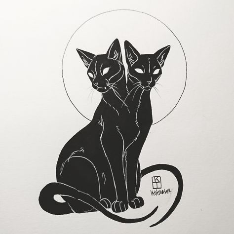 Two Headed Cat Tattoo, Gothic Feminine, Bat Tattoo, Guitar Tattoo, Cat Tattoos, Clock Tattoo, Mother Daughter Tattoos, Traditional Tattoos, Flash Art