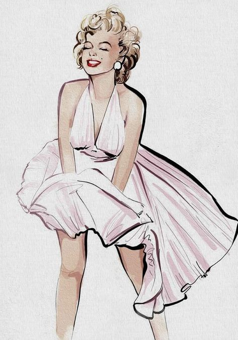 Marilyn Monroe Fan Art, Marilyn Monroe White Dress, Marilyn Monroe Drawing, Marilyn Monroe Wallpaper, Marilyn Monroe Painting, Vintage Fashion Sketches, Marilyn Monroe Poster, Marilyn Monroe Artwork, Monroe Marilyn