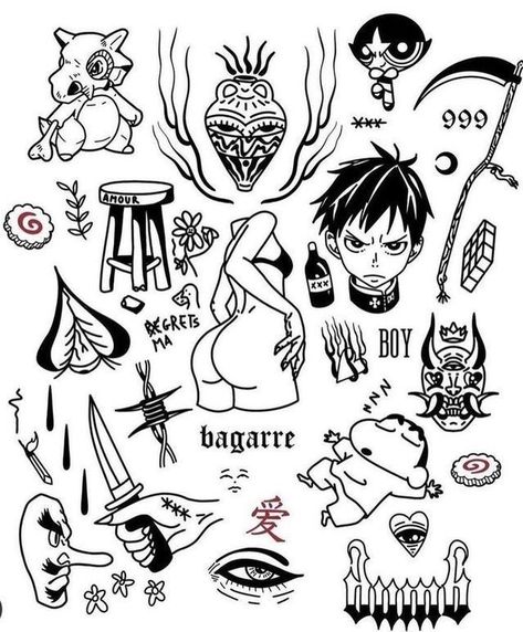 Tattoo Outline Drawing, Muster Tattoos, Flash Tattoo Designs, Doodle Tattoo, Old School Tattoo Designs, Sketch Tattoo Design, Cool Small Tattoos, Small Hand Tattoos, Tattoo Design Book