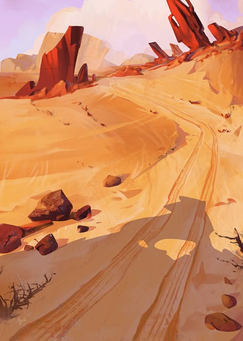 Landscape Concept Art, Environment Painting, Arte 8 Bits, Landscape Concept, Desert Art, Landscape Background, Environment Art, Desert Landscape, Fantasy Art Landscapes