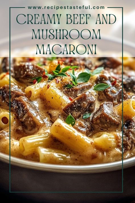 This creamy beef and mushroom macaroni is a comforting, hearty dish that's perfect for family dinners. With tender elbow macaroni enveloped in a rich cheese sauce, seasoned ground beef, and savory mushrooms, it’s sure to become a favorite! Beef Mushroom, Mushroom Recipes Pasta, Ground Beef Pasta, Creamy Pasta Dishes, Seasoned Ground Beef, Beef Pasta, Mushroom Pasta, Elbow Macaroni, Beef Recipes Easy