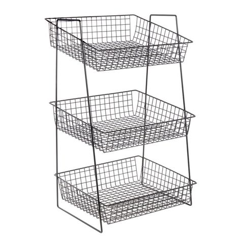 AmazonSmile: 3 Tier Merchandising Rack, Black - 16"L x 13 1/2"W x 27H: Industrial & Scientific 3 Tier Basket Stand, Farmstand Ideas, Retro Rustic Decor, Tiered Basket Stand, Housewife Cleaning, Snack Display, Snack Station, Coffee Dispenser, Basket Stand