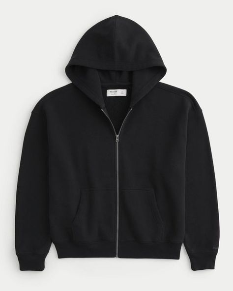 Men's Boxy Zip-Up Hoodie | Men's Clearance | HollisterCo.com Black Zip Up, Hoodies Outfit Men, Black Zip Up Hoodie, Hoodie Men, Hoodie Outfit, Black Zip Ups, Boys Hoodies, Zip Up Hoodies, Christmas 2024