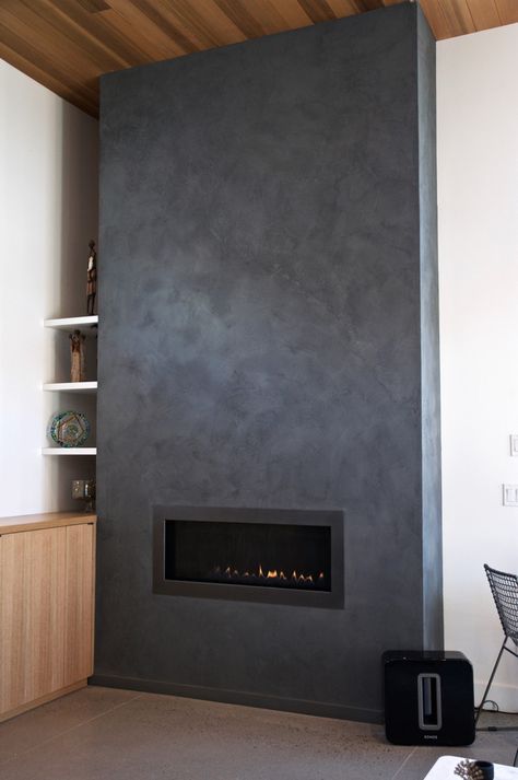 Gallery Of Fireplaces - ecowalls Contemporary Fireplace Ideas, At Home Clay, Tiled Fireplace Wall, Bathroom Curtains Ideas, Black Mantle Fireplace, Black Tile Fireplace, Fireplace Painting, Fireplace Modern Design, Black Mantle