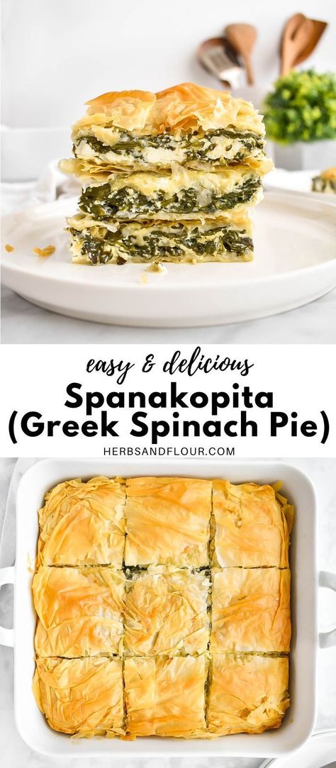 Spinach Ricotta Pie, Greek Pie, Pie Vegetarian, Vegetarische Diners, Spanakopita Recipe, Phyllo Dough Recipes, Greek Spinach, Greek Dinner, Greek Spinach Pie