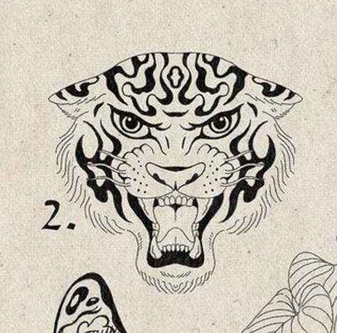 Tiger Head Tattoo, Lion Art Tattoo, Jaguar Tattoo, Small Chest Tattoos, Optical Illusion Tattoo, Petit Tattoo, Minimal Tattoo Design, Traditional Tattoo Design, Knee Tattoo