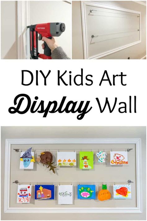 Playroom Craft Display, Diy Playroom Art, Diy Kids Art Display, Kids Art Display Wall, Easy Diy Wall Art, Fairfield House, Kids Art Display, Art Display Wall, Diy Kids Art