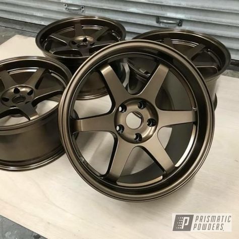 Powder Coated in BRONZE CHROME. See more of POWDER COATING TECHNOVATION projects at PrismaticPowders.com along with 1,000’s of other Powder Coating colors. Bronze Wheels Cars, Powder Coated Wheels, Cool Rims For Cars, Chevy Wheels, B13 Nissan, Lettering Stickers, All Terrain Tires, Jdm Wheels, Bronze Wheels