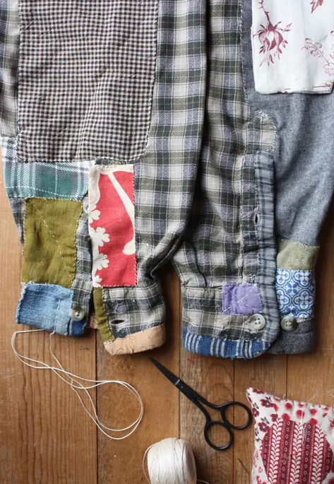 extreme mending, sledding lambs and the 100 day project – ann wood handmade Jeans Recycling, Recycling Clothes, Ann Wood, Mending Clothes, Altered Clothing, Make Do And Mend, Visible Mending, Upcycled Clothing, Slow Stitching