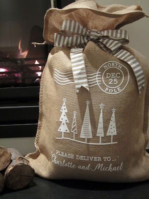 Christmas Gift Sack, Santa Sacks, Uk Christmas, Santa Bags, Gift Sack, Burlap Bags, Christmas Sack, Silhouette Christmas, Santa Sack