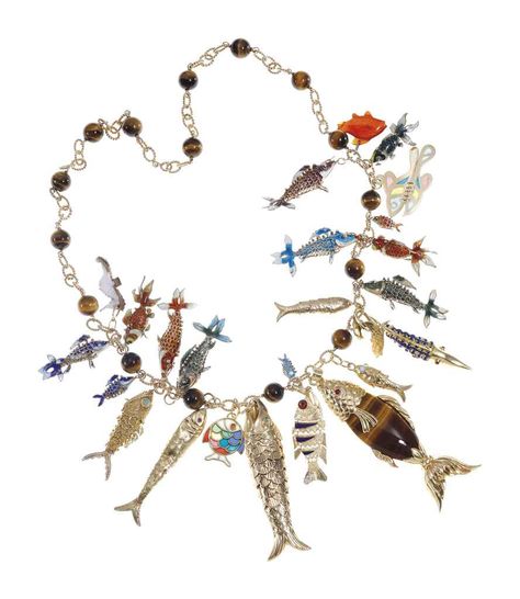 Fish necklace owned by Elizabeth Taylor Fish Jewelry, Fish Necklace, Luxury Business, Dope Jewelry, Tiger Eye Beads, Arte Inspo, Eye Beads, Funky Jewelry, Neck Chain