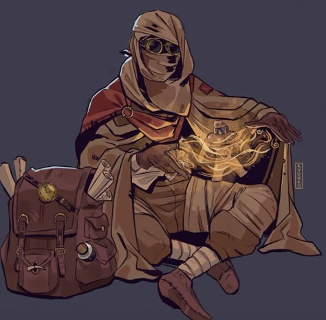 Dnd Hadozee, Tinkerer Character Design, Desert Dnd Art, Merchant Design, Merchant Design Character, Merchant Character, Hermit Character, Character Design Desert, Nomad Character Design