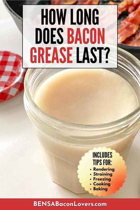 A jar of rendered, solidified bacon grease. How To Save And Store Bacon Grease, Render Bacon Grease, Rendering Bacon Grease, Store Bacon Grease, How To Use Bacon Grease, Storing Bacon Grease, Clarified Bacon Grease, How To Render Bacon Grease, How To Save Bacon Grease