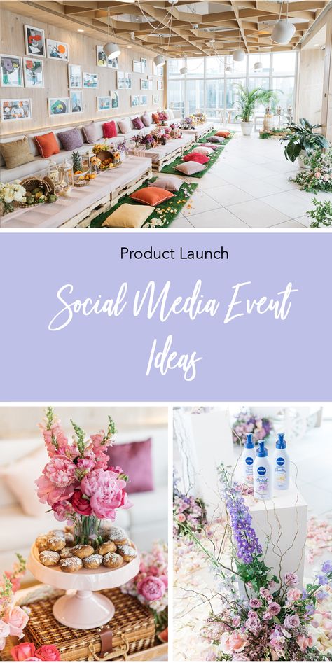 Check out some of our latest event interactions and decor ideas for product launch events! Summer Launch Party, Influencer Event Decor, Influencer Party Ideas, Influencer Event Ideas, Business Launch Party Ideas Decor, Product Launch Event Ideas, Launch Party Ideas Decor, Brand Launch Event, Influencer Party