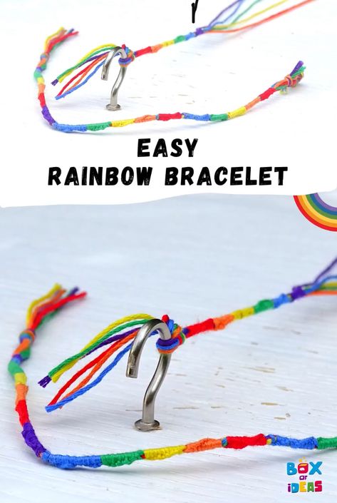 Diy Rainbow Bracelet, Diy Pride Crafts Easy, Easy Pride Crafts, Rainbow Bracelet Patterns, Pride Crafts For Kids, Pride Crafts To Sell, Pride Bracelet Diy, Diy Pride Crafts, Pride Jewelry Diy