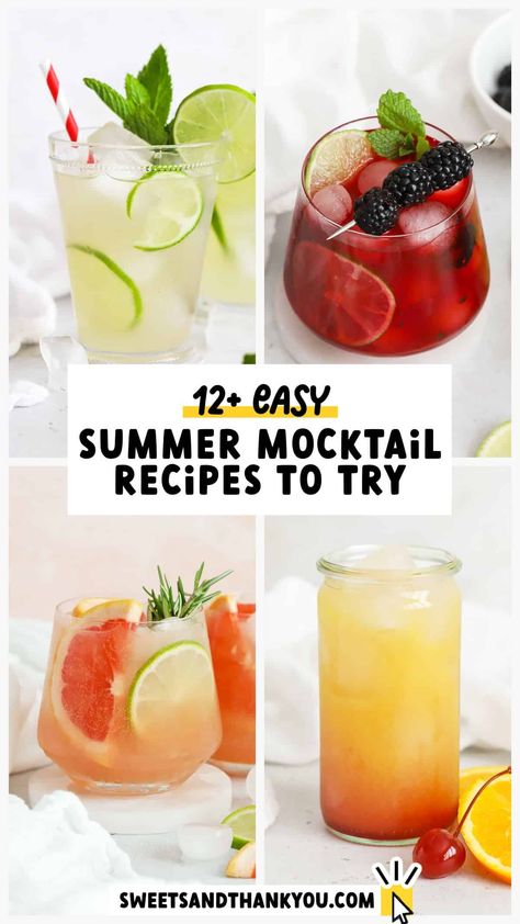 Cool off with these 13+ summer mocktail recipes! These delicious non-alcoholic summer drinks will help you beat the heat in style. From fruity mocktails to fun flavors of lemonade to classic virign drinks like virgin palomas and mojitos, there's a summer mocktail recipe for every occasion. Fruity Drinks Non Alcoholic Recipes, Signature Drinks Non Alcoholic, Pool Party Drinks Non Alcoholic, Night Mocktail Recipe, Best Mocktails For Summer, Beverage Ideas Non Alcoholic, Summer Virgin Drinks, Nonalcoholic Wedding Drinks, Best Summer Mocktail