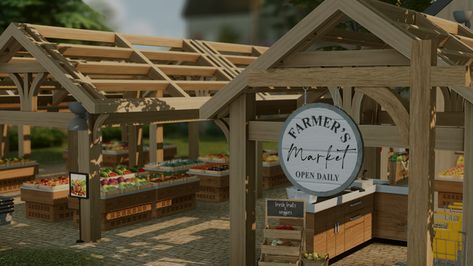 Bagley Farmers Market | Raniarose Farmers Market Bloxburg, Sims 4 Farmers Market Cc, Sims 4 Farming Cc, Sims 4 Farmers Market, Henford On Bagley, Sims 4 Market Cc, Sims 4 Market, Sims 4 Henford-on-bagley House, Farmer's Market