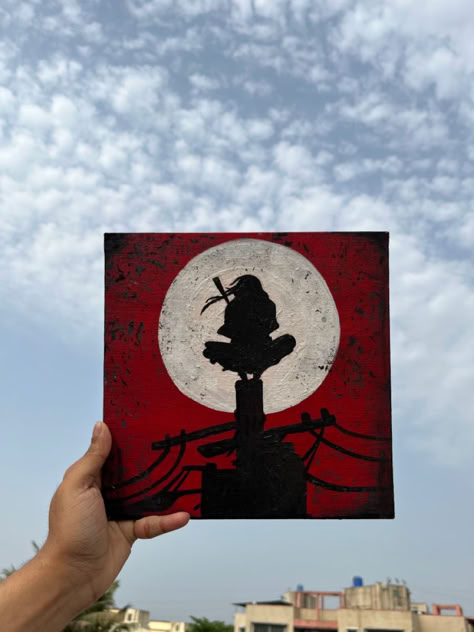 My hope is to share my knowledge with you so you too can expand your love for the arts. Thank you for your interest! Small Anime Canvas Art, Naruto Inspired Painting, Painting Ideas On Canvas Anime, One Piece Canvas Painting, Naruto Painting Ideas On Canvas, Naruto Canvas Painting, Itachi Painting, Simple Anime Painting, Anime Paintings Canvases