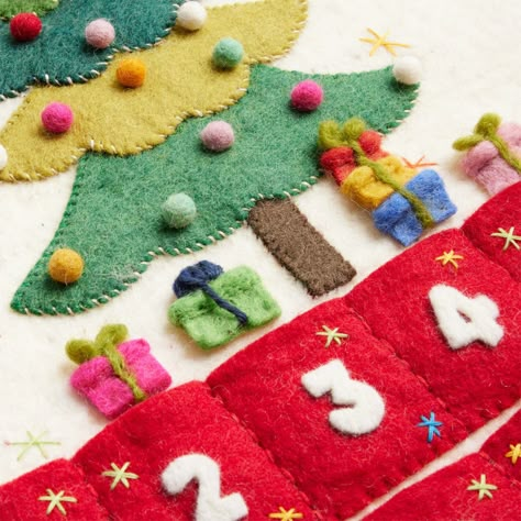 Felted Wool Christmas Tree Advent Calendar Hanging Decor - World Market Christmas Tree Advent Calendar Diy, Diy Xmas Crafts, Wool Christmas Tree, Christmas Gift Crafts, Norman Rockwell Christmas, Advent Calendar Pattern, Tree Advent Calendar, Felt Advent Calendar, Advent Calendar Diy