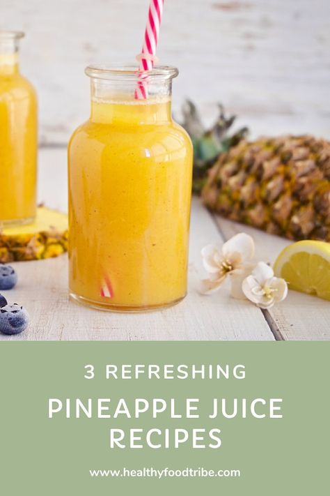 Three delicious pineapple juice recipes for that instant energy boost. Enjoy the health benefits of pineapple by juicing it with other fruits and greens. Pineapple Juice Benefits, Health Benefits Of Pineapple, Benefits Of Pineapple, Pineapple Juice Recipes, Fresh Juice Recipes, Pineapple Health Benefits, Pineapple Benefits, Fruit Juice Recipes, Healthy Juicer Recipes