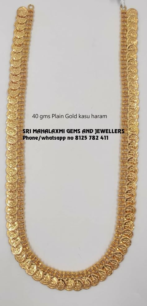 Kasula Haram, Kasula Peru, Kasu Mala, Temple Jewellery Earrings, Gold Haram, Haram Designs, Gold Temple Jewellery, Long Haram, Gold Jewels Design