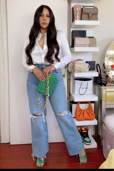 Curve Love 90s Ultra High Rise … curated on LTK White Button Down, Comfy Chic, Spring Fits, Casual Friday, High Rise, Bell Bottom Jeans, Color Pop, Wardrobe, Fashion Outfits