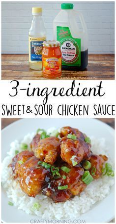 3 ingredient sweet and sour chicken sauce - My husband loved this recipe for dinner!! Sweet And Sour Chicken Sauce, Chicken Sauce Recipes, Chicken Sauce, Chicken Slow Cooker, Sweet And Sour Chicken, Sweet Sour Chicken, Recipe For Dinner, 3 Ingredient Recipes, Sweet N Sour Chicken