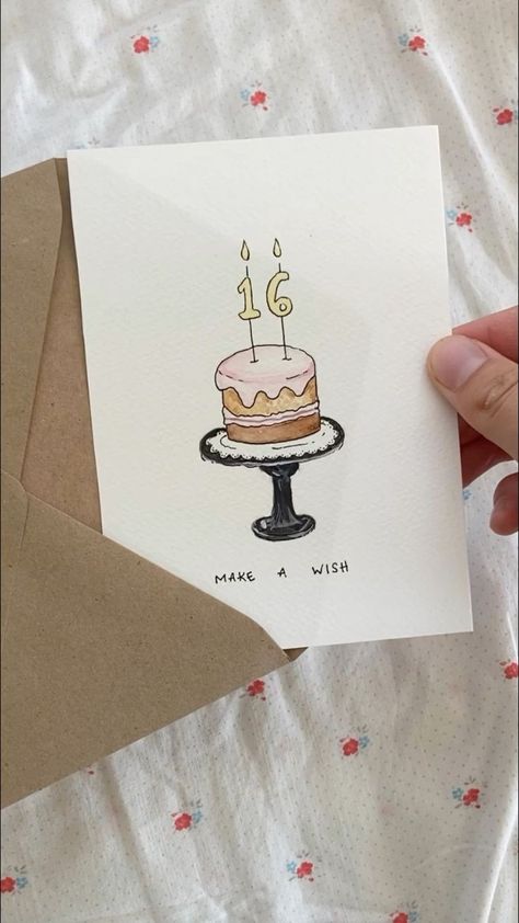 Happy Birthday Cards Diy, 16th Birthday Card, Creative Birthday Cards, Birthday Card Drawing, Diy Birthday Gifts For Friends, Bday Cards, Gift Inspo, Card Inspo, Kraf Diy