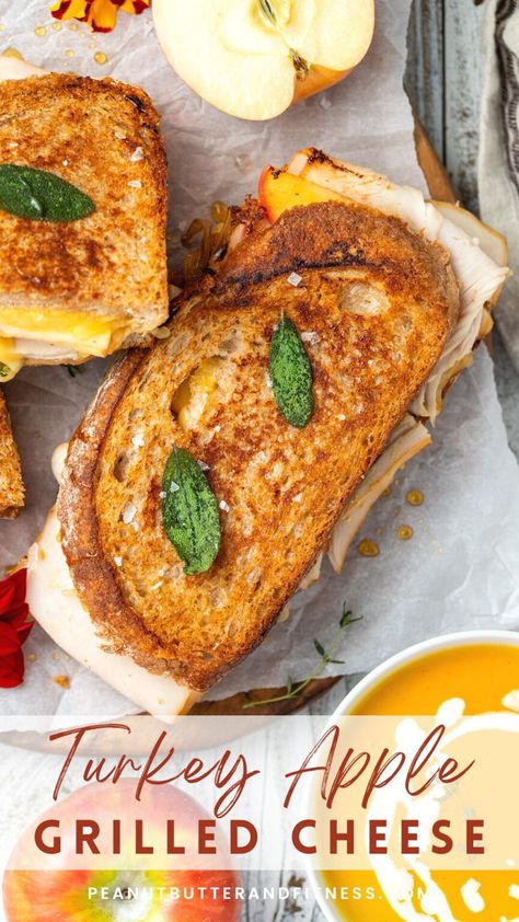 Turkey Apple Grilled Cheese Sandwich - Peanut Butter and Fitness Sourdough Turkey, Turkey Apple Sandwich, Apple Sandwich Recipes, Apple Panini, Apple Grilled Cheese, Apple Casserole, Turkey Apple, Panini Recipe, Apple Sandwich