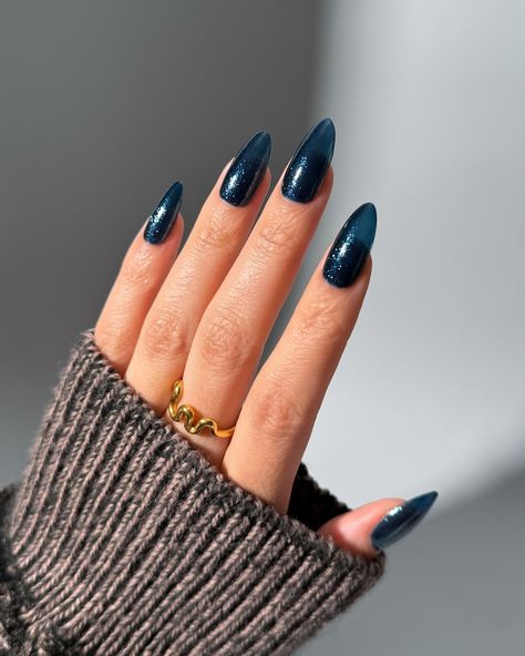 Swatch With Me - Little Lacquer Village 🎁 🌌 The Night Before – dark midnight blue with a fine blue shimmer •use code COLORNOOK to save! #lightslacquer #littlelacquervillage #athomeartist #holidaycollection #nailpolish #vintageholiday #nailartist #nailswatch #swatchwithme #midnightblue #navybluenails lights lacquer holiday vintage wrapping paper aesthetic nail polish collection swatch with me Dark Blue Shimmer Nails, Blue Shimmer Nails, Aesthetic Nail Polish, Shimmer Nails, Lights Lacquer, Dark Midnight Blue, Paper Aesthetic, Navy Blue Nails, Aesthetic Nail