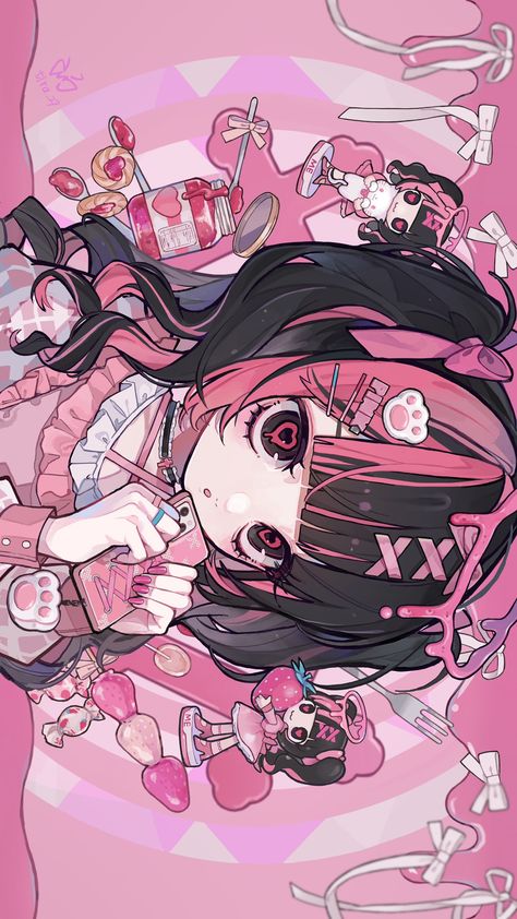 Yamikawaii Pfp, Cutegore Background, Kawaii Dark Wallpaper, Yami Kawaii Banner, Menhera Pfp, Yamikawaii Wallpaper, Pink Kawaii Wallpaper, Dark Kawaii Aesthetic, Yami Kawaii Aesthetic