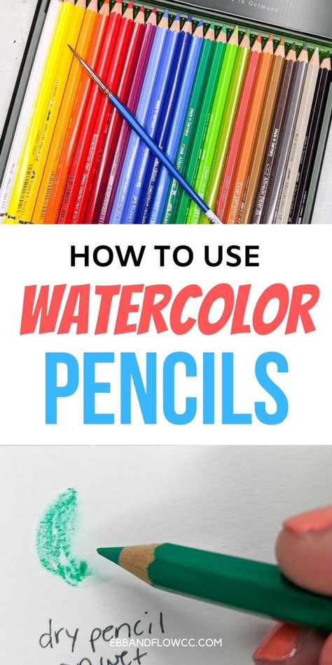 Watercolour Pictures, Using Watercolor Pencils, Watercolor Pencils Techniques, Watercolor Pencil Art, Pencil Techniques, Paintings Tutorials, Learn Watercolor Painting, Water Color Pencil, Frida Art