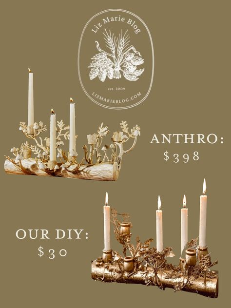 Candlelabra Diy, Anthropologie Candle Holder, Anthro Diy, Diy Candelabra, Classroom Decor Math, Anthropologie Diy, Anthropologie Decor, Diy Mushroom, Anthropologie Candle