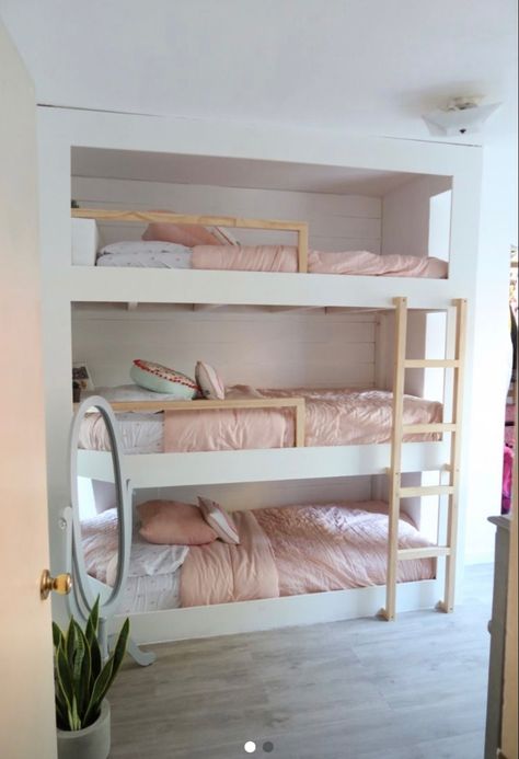 3bunk Beds Triple Bunk, 3 Built In Bunk Beds, 3 Tier Bunk Bed Diy, Beds For 3, Triple Bunk Beds For Adults, Built In 3 Bunk Beds, Three Tier Bunk Bed, Triple Bunk Built In, Corner Triple Bunk Beds