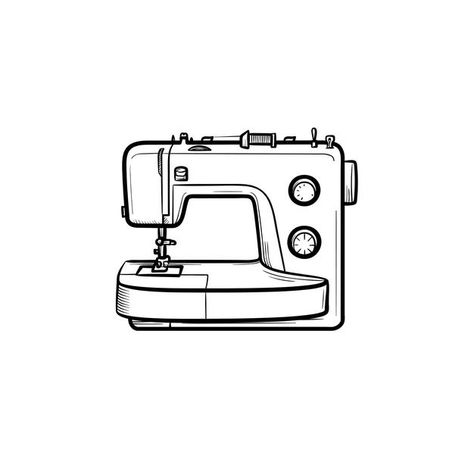 How To Draw A Sewing Machine, Sewing Machine Drawing Art, Sewing Machine Sketch, Sewing Vector, Easy Still Life Drawing, Sewing Machine Tattoo, Sewing Machine Drawing, 2025 Goals, Forearm Sleeve