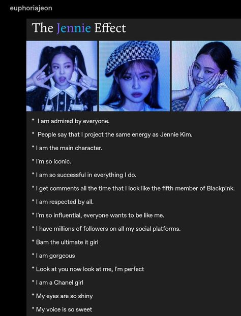 @Euphoria Jeon on Tumblr How To Look Like Jennie Kim, Korean Affirmations, Jennie Affirmations, Jennie Vision Board, Kpop Idol Manifestation, Kpop Idol Affirmation, Kpop Manifesting, Kpop Subliminal, Wonyoung Affirmations