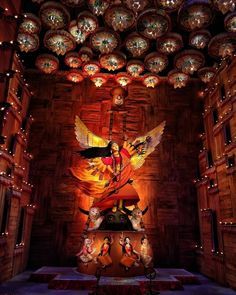 Puja Decoration At Home, Durga Puja Theme, Puja Design, Navratri Poses, Durga Puja Pandal Decoration, Kali Picture, Puja Pandal Decoration, Saraswati Picture, Durga Murti