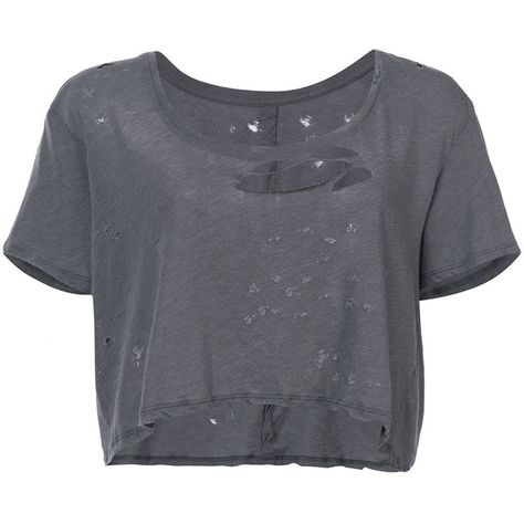 Unravel Project distressed cropped T-shirt (325 CAD) ❤ liked on Polyvore featuring tops, t-shirts, shirts, crop top, grey, gray t shirt, ripped t shirt, crop t shirt, ripped tee and distressed tees Sweater Jacket Outfits, Ripped Tee, Destroyed T Shirt, Crop Tops Shirts, Ripped Shirts, Ripped Tshirt, Shirts Crop, Distressed T Shirt, Distressed Shirt