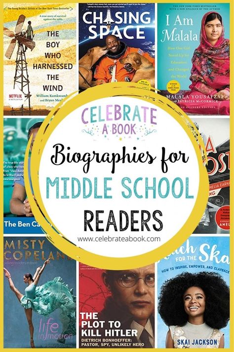 Books For Middle Schoolers, Biographies For Kids, Comedy Books, Middle School Libraries, Middle School Books, Best Biographies, Book Club Ideas, Kid Books, Middle School Reading