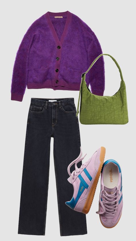 Purple Cardigan Outfits, Cottagecore Fits, Whimsical Clothes, Outfits Moodboard, Outfit For Today, Purple Outfit, Color Combos Outfit, Dopamine Dressing, Casual Outfit Inspiration