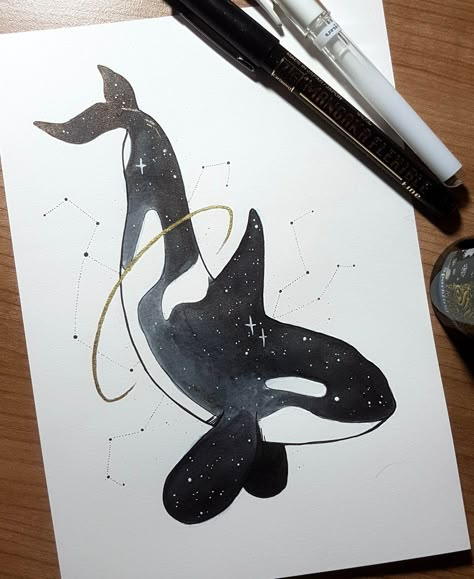 Orca Art, Orca Tattoo, Whale Drawing, Orca Whale, Whale Art, Ink Art, Whales, Cool Drawings, Doodle Art