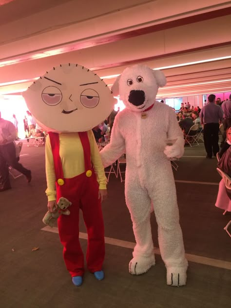 Homemade Family Guy Halloween costumes. Brian & Stewie Griffin. Halloween Matching Pfp 2 People, Stewie Griffin Halloween Costume, Stewie Griffin Costume, Family Guy Costumes Halloween, Goofy Duo Halloween Costumes, Family Guy Halloween Costumes, Stewie And Brian Halloween Costume, Family Guy Cosplay, Guy Duo Halloween Costumes