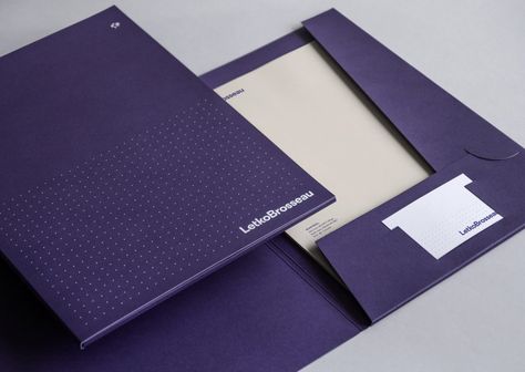 Letko Brosseau identity on Behance Folder Design Layout, Corporate Folder Design, Folder Design Inspiration, Folder Graphic Design, Branded Folders, Folder Branding, Corporate Folder, Presentation Folder Design, Leaflet Layout