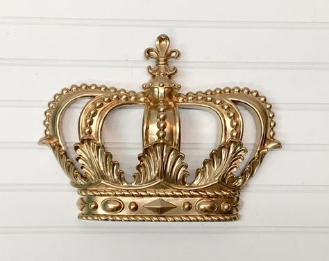 Large Crown Wall Hanging-32 Colors/Gold by TheShabbyStore on Etsy Gold Princess Crown, Crown Wall Decor, Bed Crown Canopy, Bed Crown, Crown Decor, Chic Bedrooms, Crown Gold, 3d Cnc, Golden Crown