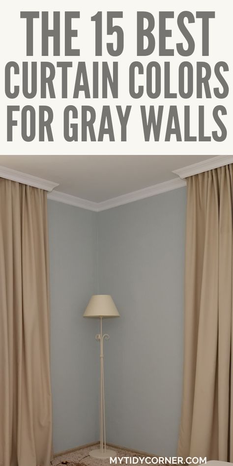 gray wall curtain color ideas Grey Walls Beige Curtains, Gray Walls Curtain Ideas, Beige Curtains Grey Sofa, Grey Walls Living Room Decor Curtains, Living Room Curtains Grey Walls, Curtain Ideas For Grey Living Room, Curtains In Grey Living Room, Curtains For Grey Floors, What Color Drapes Go With Gray Walls