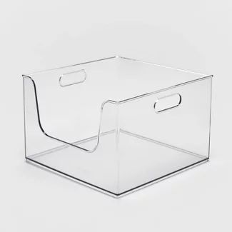 Clear Closet Storage Bins, Acrylic Storage Bins, Clear Cube Storage Bins, Brightroom Organizers Target, Deep Shelves Organization, Diy Closet Design, Bookcase Closet, Target Storage, Closet Organization Bins