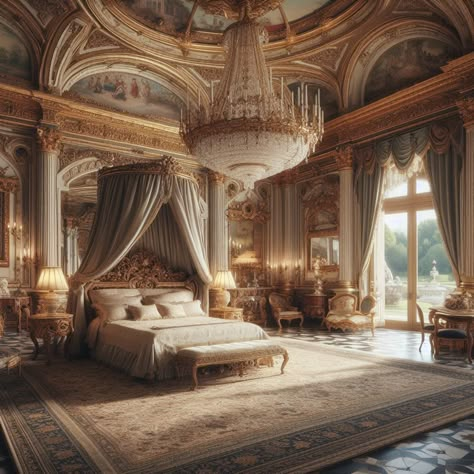 Dollhouse Bedding, Mansion Bedroom, Royal Room, Fancy Bedroom, Castle Rooms, Architecture Antique, Royal Bedroom, Castle Bedroom, Fantasy Bedroom