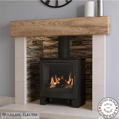 Woodland Electric Stove Fireplace Electric Stove, Free Standing Electric Fire, Electric Wood Burner Fireplace Ideas, Corner Woodburner Ideas, Wood Burning Stove Fireplace Ideas, Inset Stove Fireplace Ideas, Electric Stove Fireplace Ideas, Free Standing Log Burner Living Rooms, Woodburning Stove Fireplace Ideas