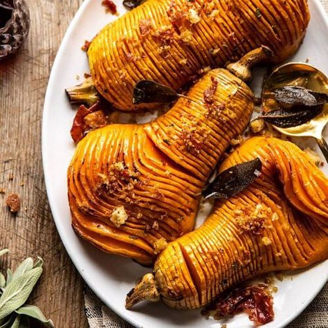 Hasselback Butternut Squash, Salad Appetizer Cups, Half Baked Harvest Recipes, Appetizer Cups, Sage Butter, Thanksgiving 2022, Salad Appetizer, Thanksgiving 2020, Harvest Recipes